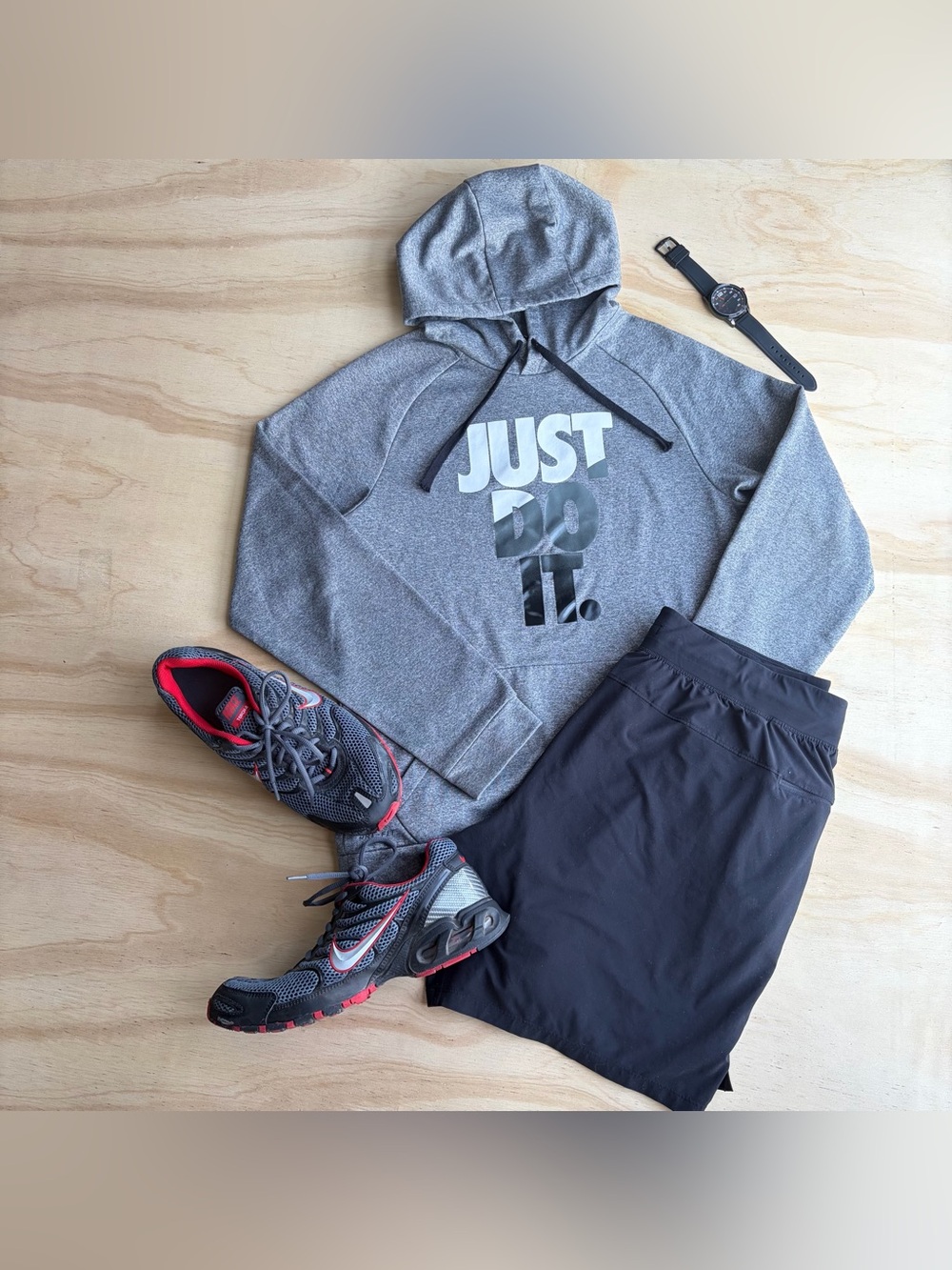 Nike Dri-FIT Just Do It Gray Pullover Hoodie Sweatshirt Size Small S